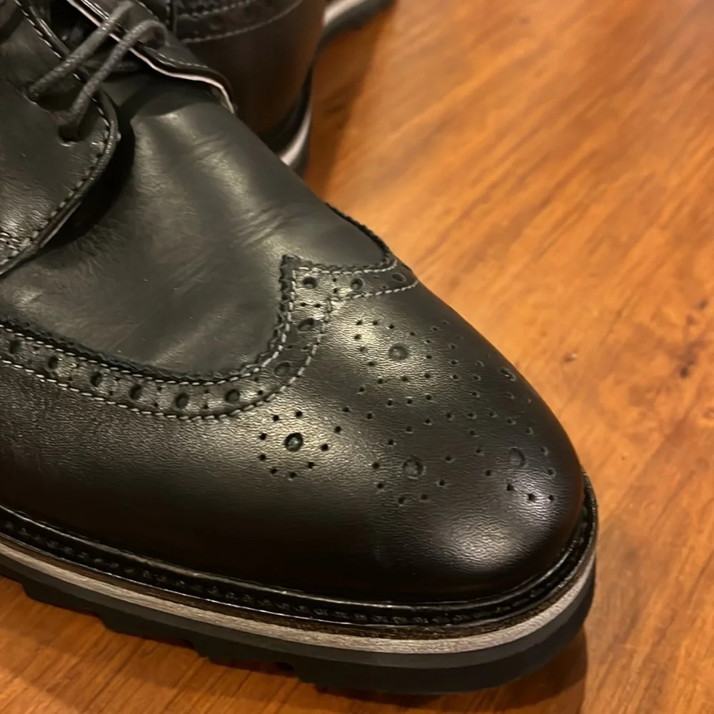 Rogue Rodman O Leather Wingtip Blucher Shoes black new Mens Size 11